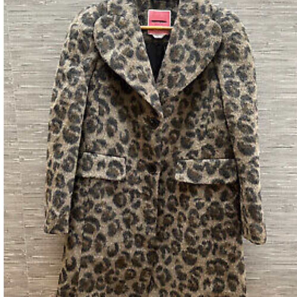 Leopard Print Wool Blend Coat Camel Leopard Coat … - image 2